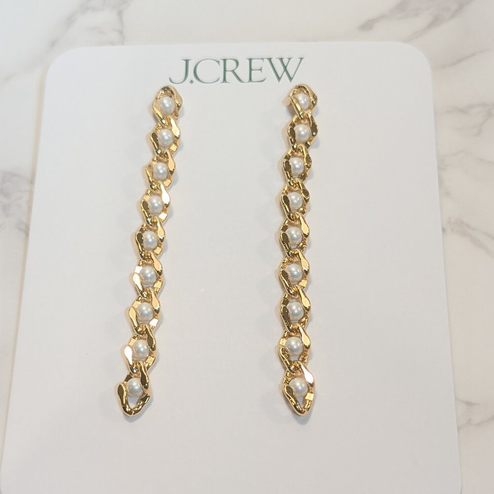 J.Crew Linear Pearl Chain Earrings